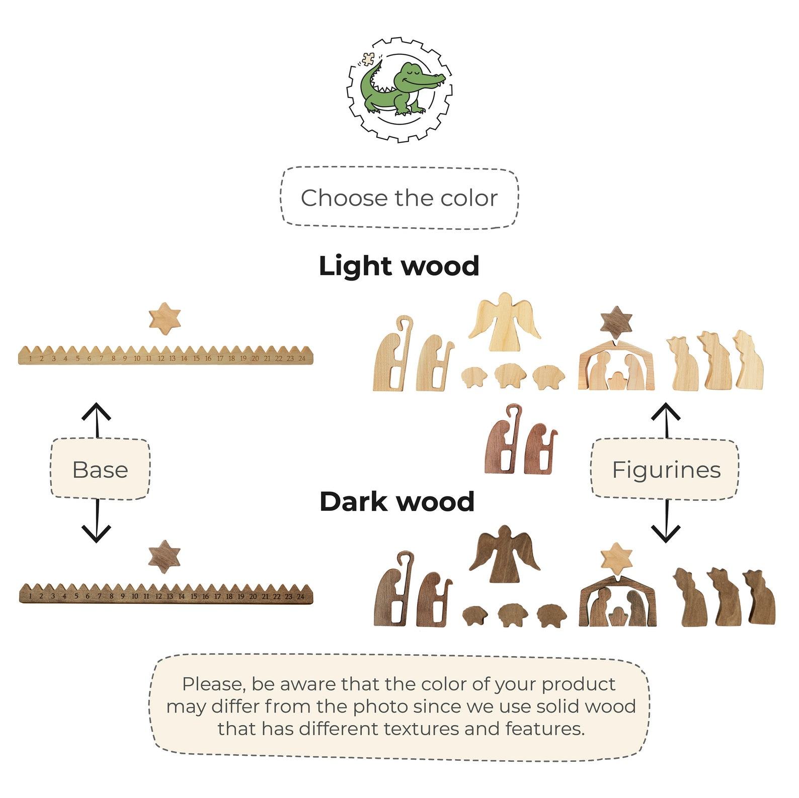 Wooden Nativity Advent Calendar  Countdown to Christmas with Ornaments & Activity Cards