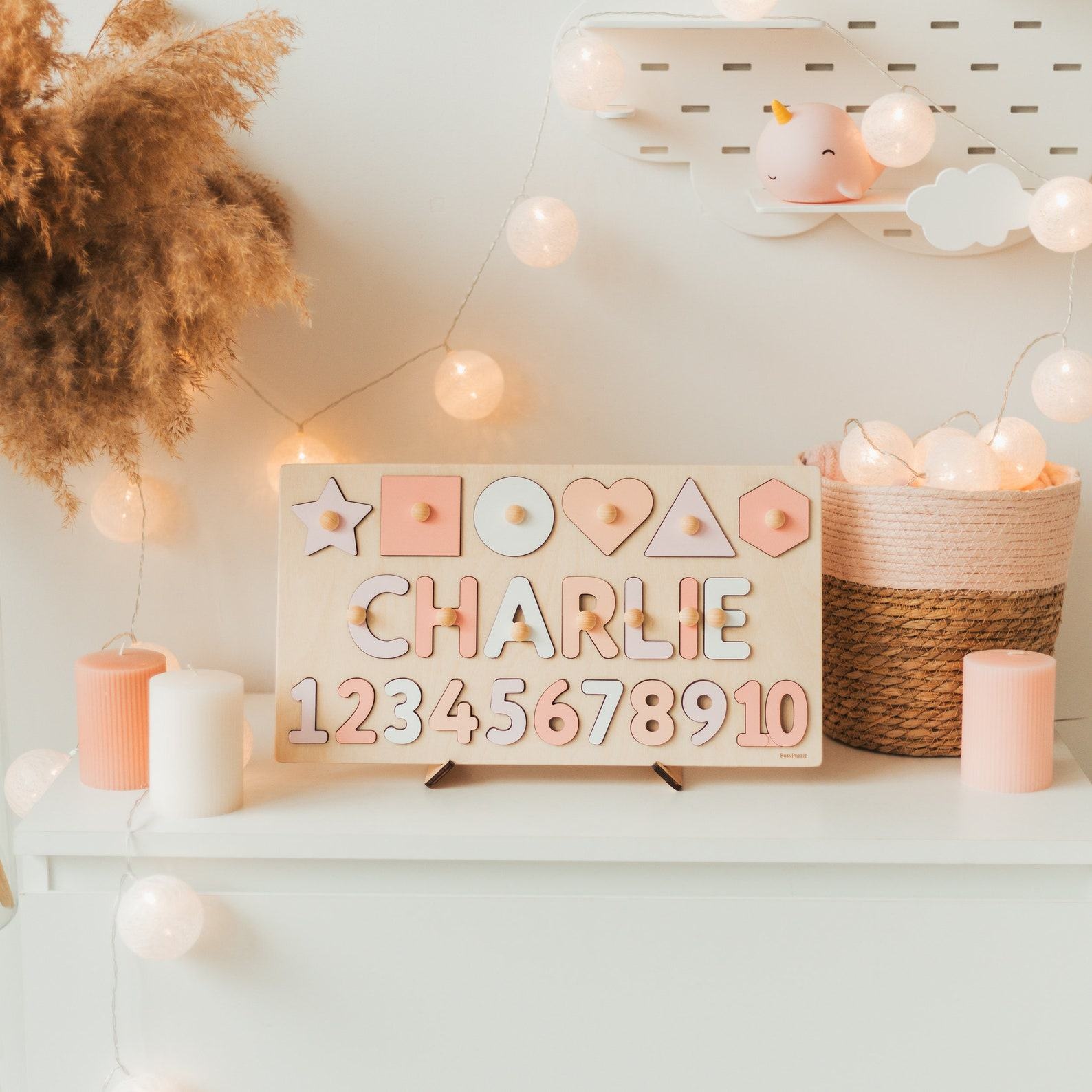 Wooden Number Puzzle for Toddlers – Educational Name Puzzle – Learn to Count & Spell!