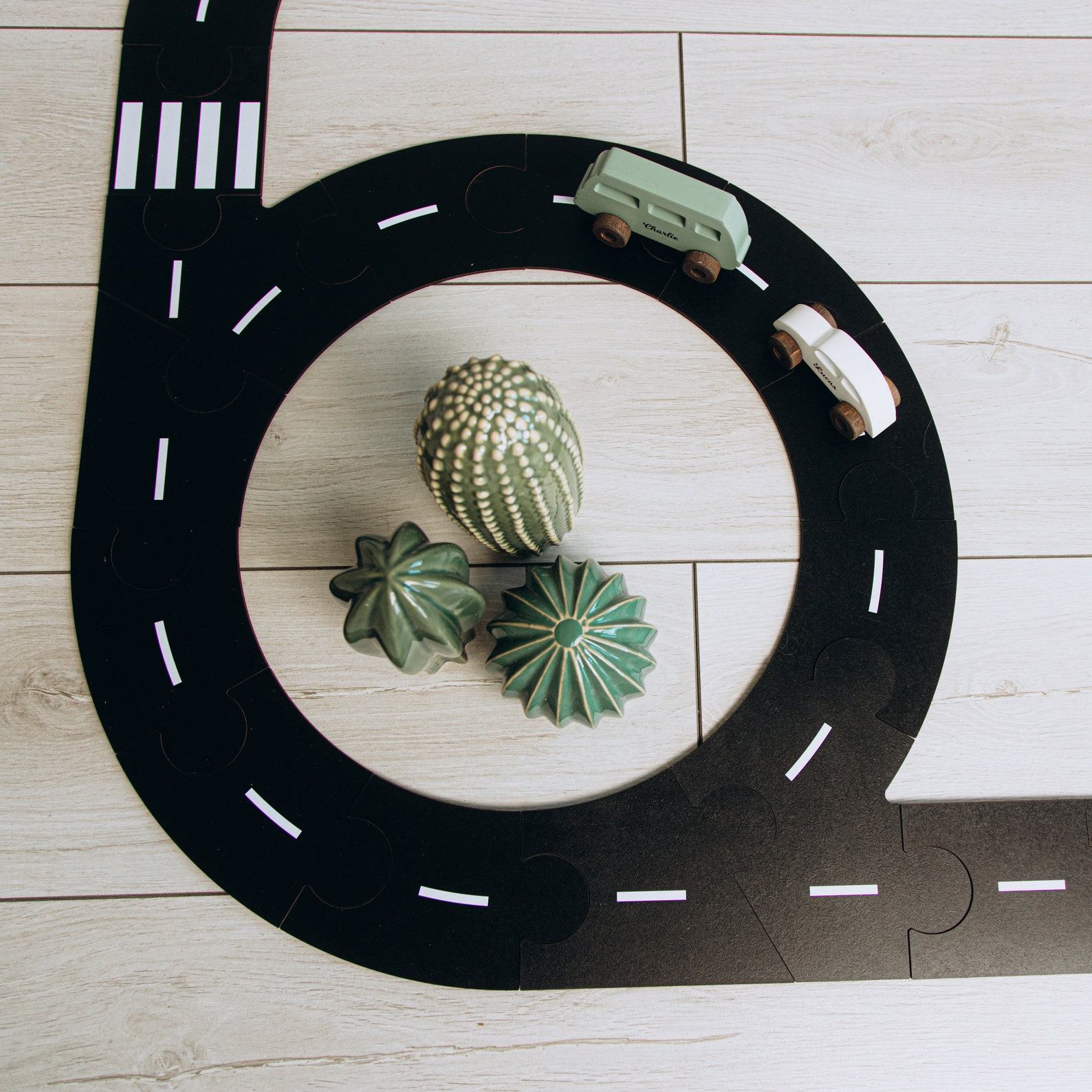 Wooden Road Track for Cars – Toddler Pretend Play Set – Safe & Creative Toy