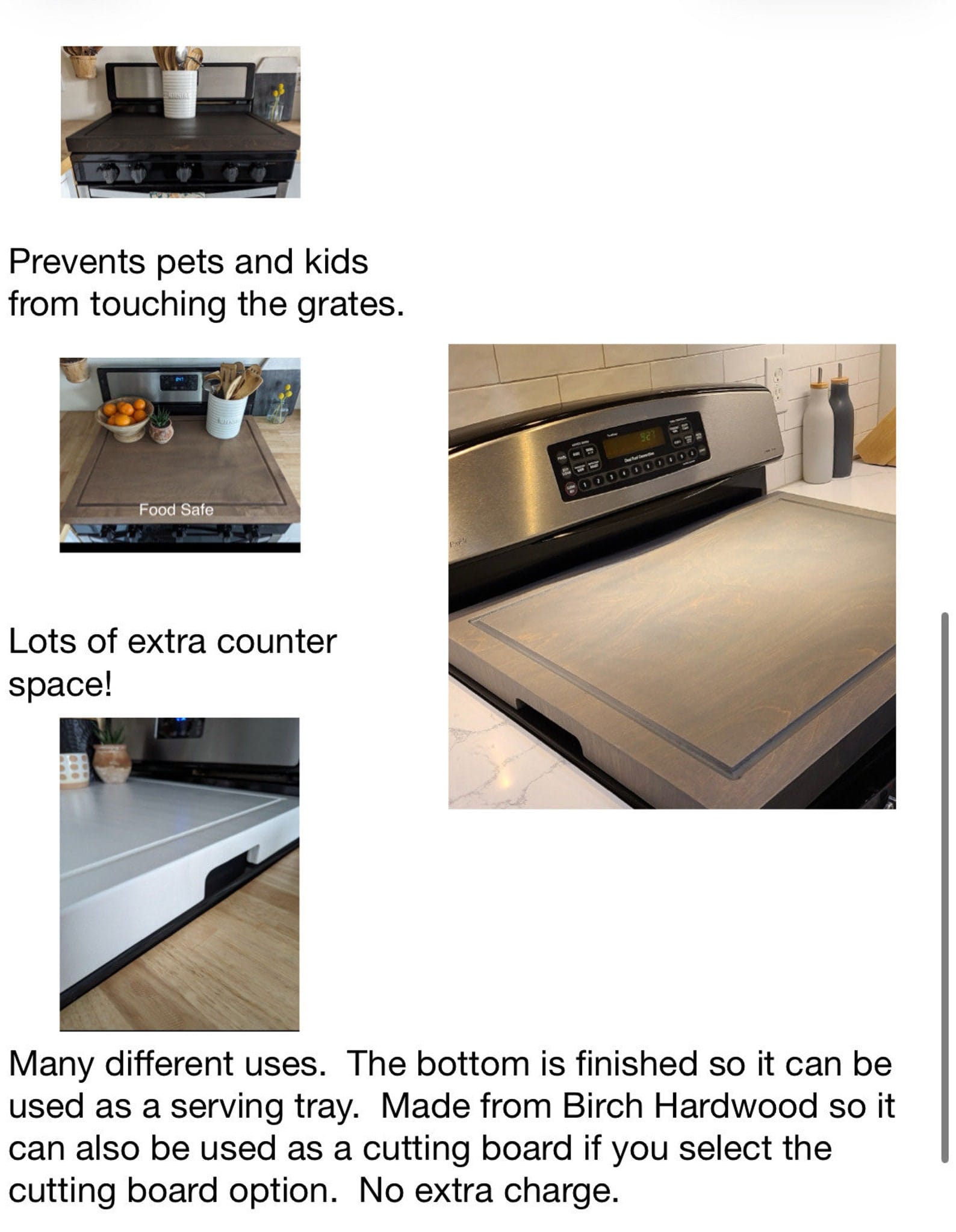 Wooden Stove Cover Noodle Board – Farmhouse Stove Top Tray – Serving & Cutting Board – Gas & Electric Stove Protector - Image 3