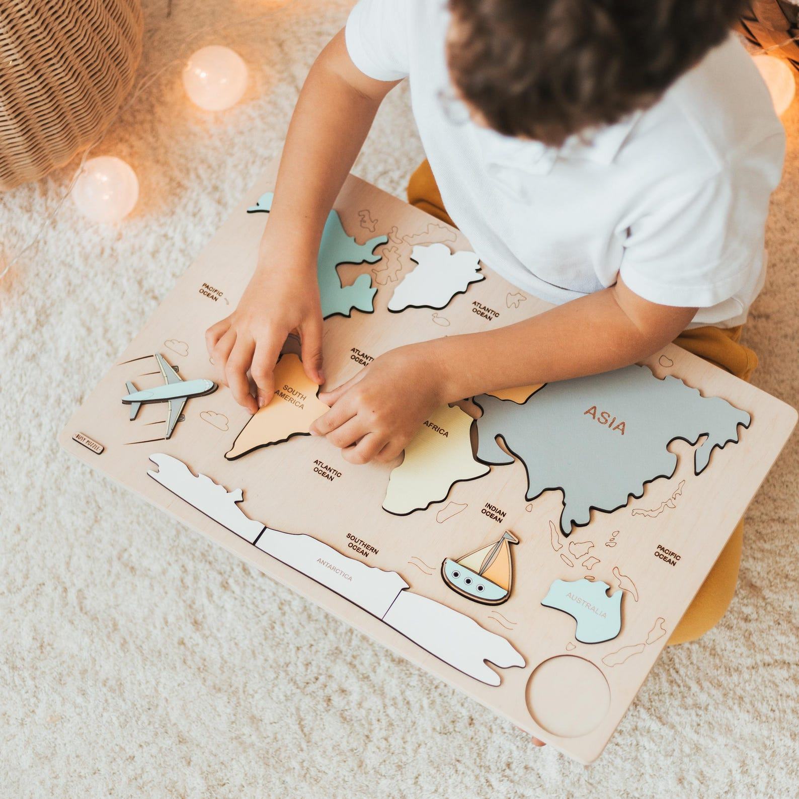 Wooden World Map Puzzle for Toddlers – Montessori Educational Toy, Perfect Present!