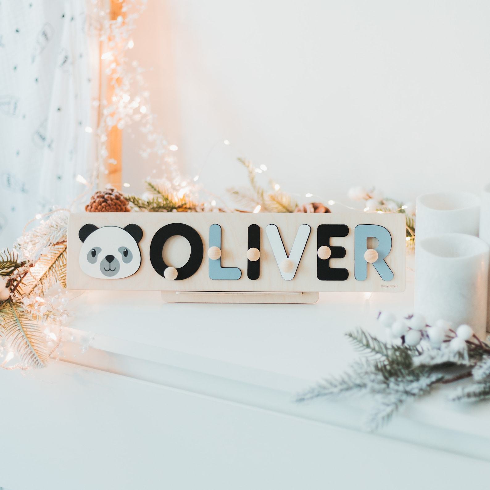 Woodland Animal Name Puzzle Educational Montessori Toy for Toddlers and Baby Shower Item