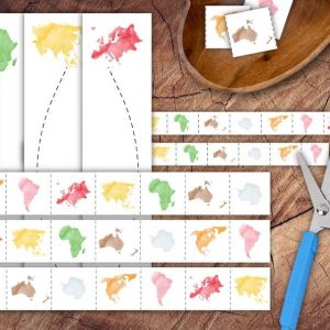 World Continents Scissor Strips Fun and Educational Scissor Practice for Preschoolers