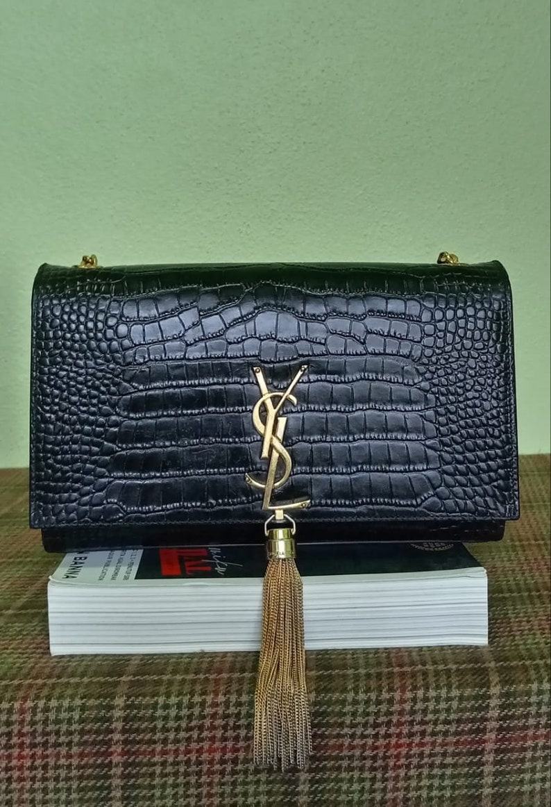Yves Saint Laurent Kate Tassel Embossed Croc Leather Shoulder Bag T180724