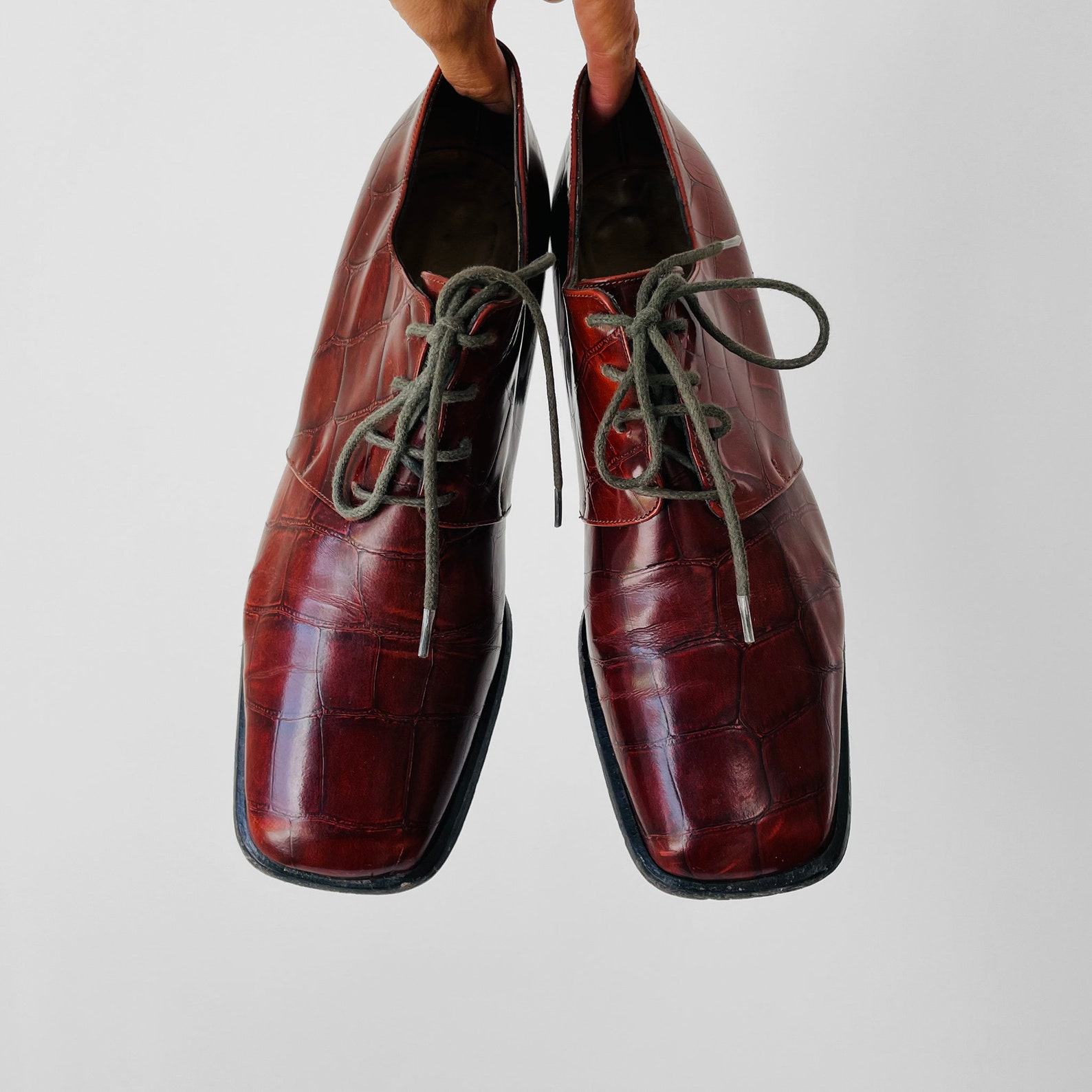 Yves Saint Laurent Vintage 90s Patent Leather Lace-Up Heels (Size 38)