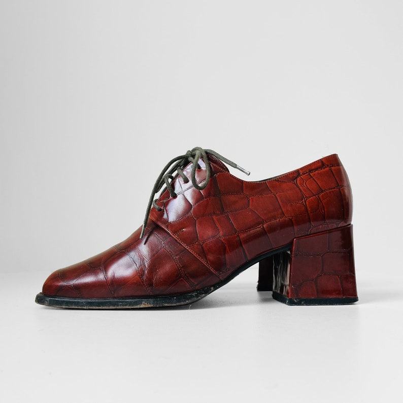 Yves Saint Laurent Vintage 90s Patent Leather Lace-Up Heels (Size 38)