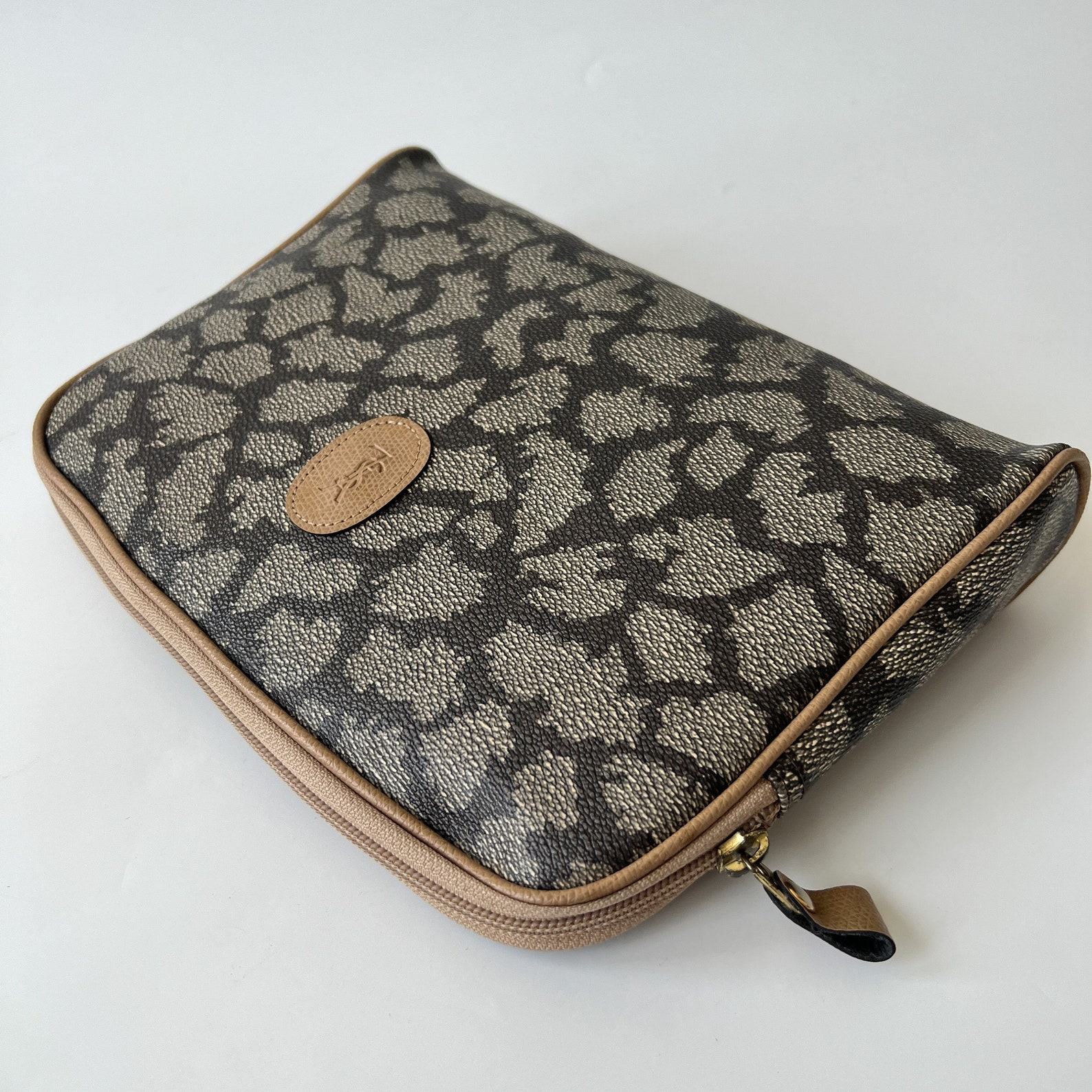 Yves Saint Laurent Vintage PVC Canvas Giraffe Pattern Clutch A Timeless Statement Piece