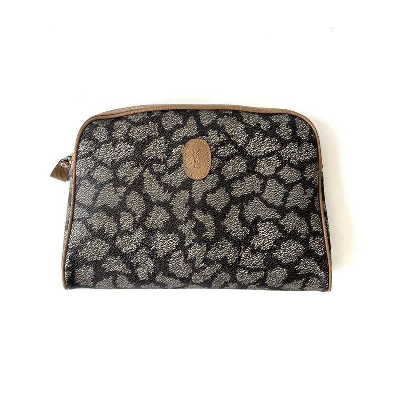 Yves Saint Laurent Vintage PVC Canvas Giraffe Pattern Clutch A Timeless Statement Piece