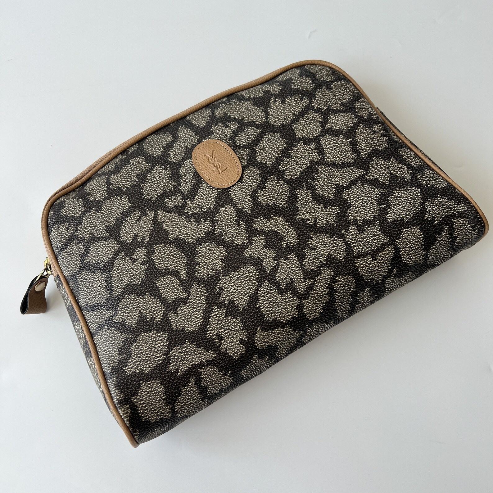 Yves Saint Laurent Vintage PVC Canvas Giraffe Pattern Clutch A Timeless Statement Piece