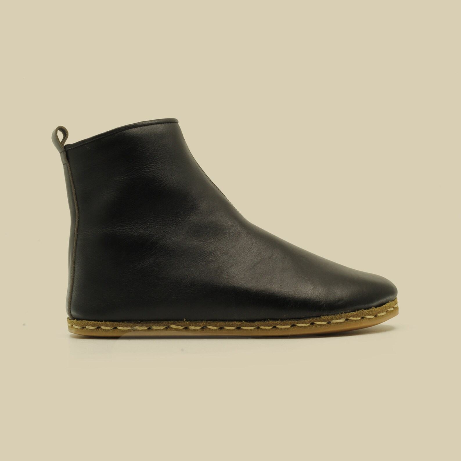 Zero Drop Ankle Boots  Black Barefoot Zipper Boots for Men – Rubber Sole Comfort